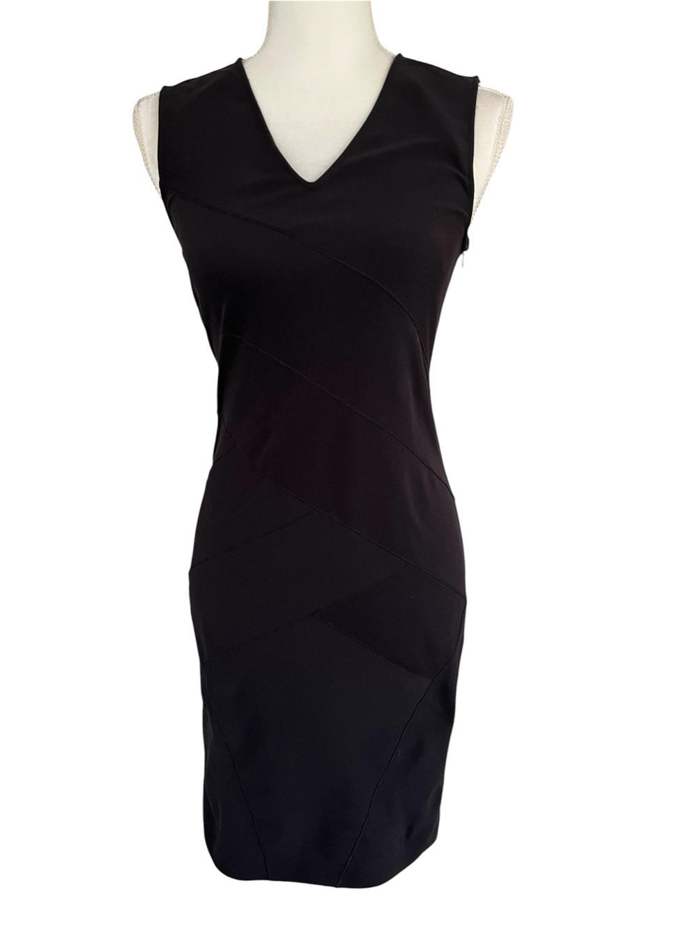 Theory Black Sleeveless V-Neck Sheath Dress